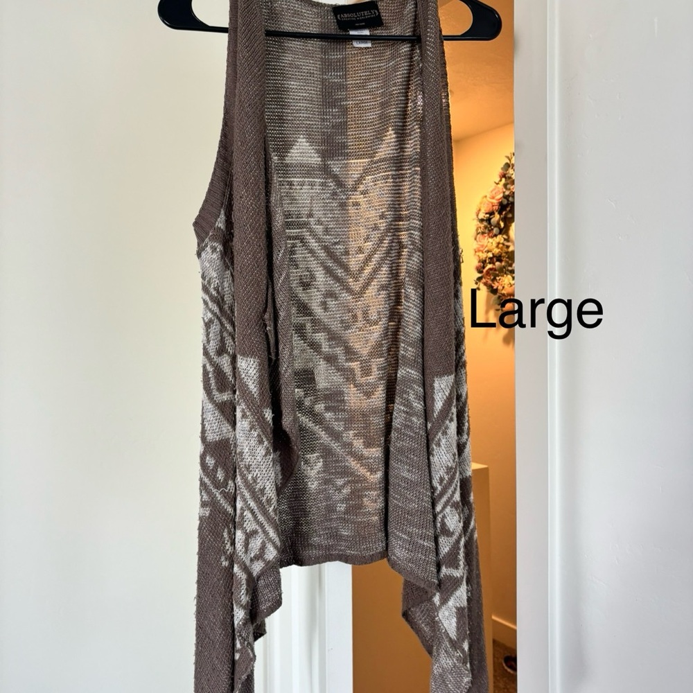 Brown and White Patterned Vest